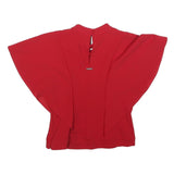 GUESS Womens Red Printed Top Short Sleeve Round Neck S Stylish Elegant