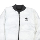 ADIDAS Womens White & Black Reversible Puffer Jacket M Polyester Blend Quilted