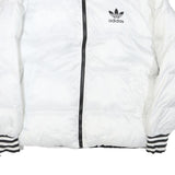 ADIDAS Womens White & Black Reversible Puffer Jacket M Polyester Blend Quilted