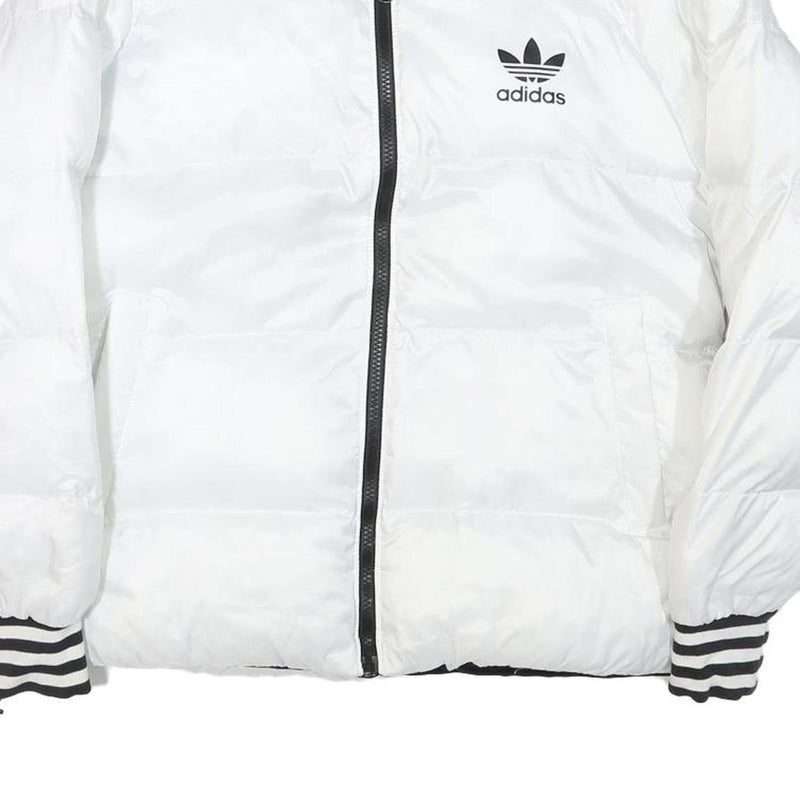 ADIDAS Womens White & Black Reversible Puffer Jacket M Polyester Blend Quilted