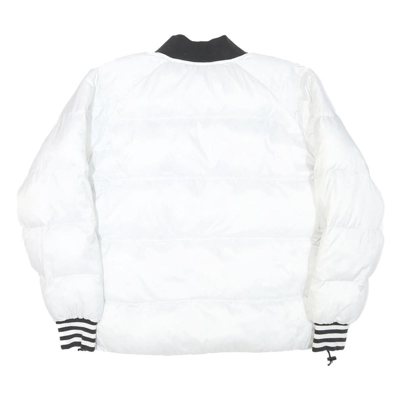 ADIDAS Womens White & Black Reversible Puffer Jacket M Polyester Blend Quilted