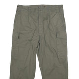 ROTROPF Mens Cotton Regular Fit Green Cargo Trousers W38 L27 Casual Zip Closure