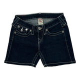 True Religion Contrast Stitch Denim Shorts - 25W US 0 Dark Wash Cotton