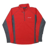 BERGHAUS Mens Red & Grey Plain Polyester Blend Pullover Crew Neck Jumper S