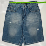 Koman Denim Shorts - 34W 11L Blue Cotton Blend