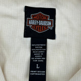 Harley Davidson Graphic Short Sleeve Shirt - Large Cream Polyester
