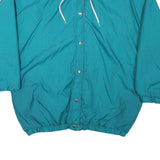 Womens Blue Nylon Button Jacket L Plain Casual Outerwear