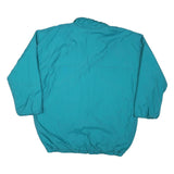 Womens Blue Nylon Button Jacket L Plain Casual Outerwear