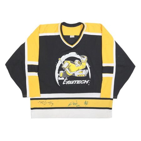 CCM Mens Black & Yellow École Evolutech Graphic T-Shirt XL Long Sleeve V-Neck