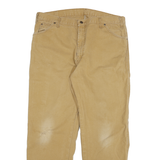DICKIES Mens Jeans Beige Relaxed Straight Denim W38 L30 Toggle Closure Workwear