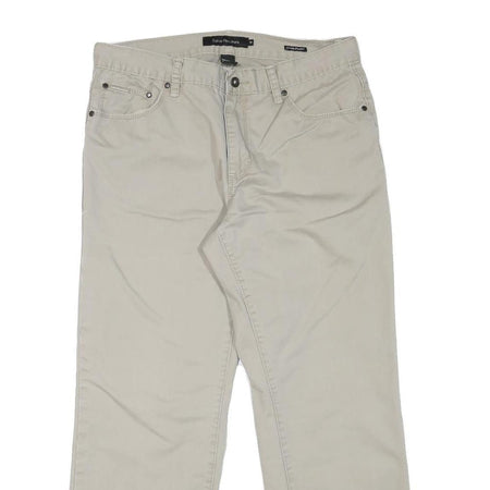 CALVIN KLEIN JEANS Mens Regular Fit Beige Cotton Blend Zip Trousers W33 L28
