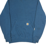 CARHARTT Mens Blue Pullover Hoodie S Logo Print Casual Comfort