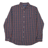 CHAPS Mens Blue & Red Check Cotton Blend Shirt XL Button Down Collar Long Sleeve