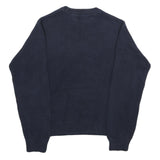 TOMMY HILFIGER Mens Navy Patterned Cotton Crew Neck Basic Knit Jumper S