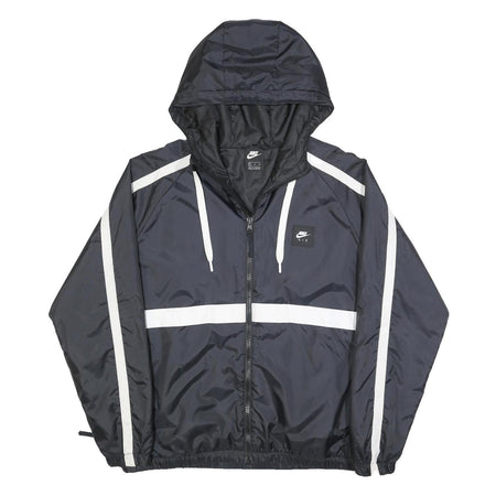 NIKE Mens Black & White Air Windbreaker Jacket XL Polyester Zip Hooded Plain