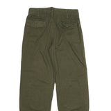 Womens Cotton Blend Button Regular Fit Trousers W30 L31 Olive Green Casual