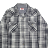 WRANGLER Mens Grey & Black Plaid Shirt 2XL Cotton Casual Long Sleeve Button