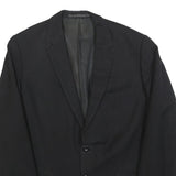 FREY Mens Black Classic Jacket M Woven Plain Button Closure