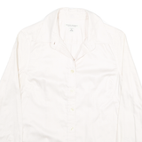 BANANA REPUBLIC Womens White Shirt UK 4 Cotton Blend Button Collar Long Sleeve