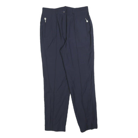 MASTERS Womens Wool Blend Navy Slim Trousers W29 L28 Zip Closure Comfortable Fit