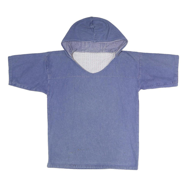 Womens Blue Hooded Pullover Hoodie S Cotton Blend Relaxed Fit Casual Style