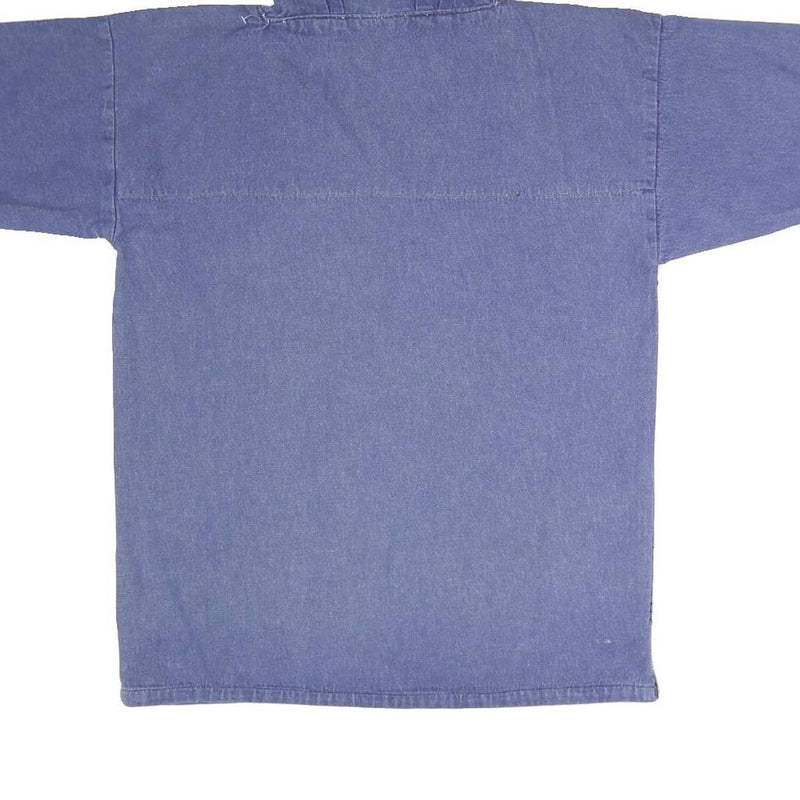 Womens Blue Hooded Pullover Hoodie S Cotton Blend Relaxed Fit Casual Style