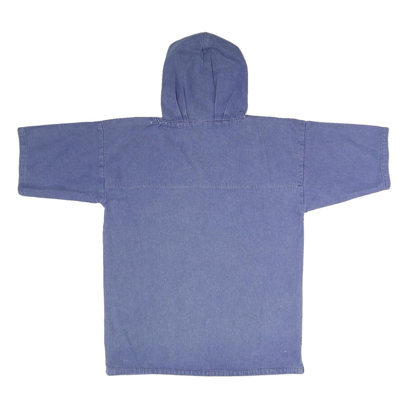 Womens Blue Hooded Pullover Hoodie S Cotton Blend Relaxed Fit Casual Style