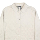 BURBERRY Womens Cream Quilted Jacket L Polyester Classic Button Fastening