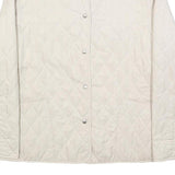 BURBERRY Womens Cream Quilted Jacket L Polyester Classic Button Fastening