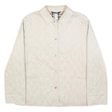 BURBERRY Womens Cream Quilted Jacket L Polyester Classic Button Fastening