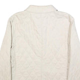 BURBERRY Womens Cream Quilted Jacket L Polyester Classic Button Fastening