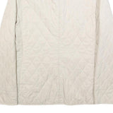 BURBERRY Womens Cream Quilted Jacket L Polyester Classic Button Fastening