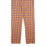 TOP IN Womens Cotton Blend Orange & Purple Tartan Slim Straight Trousers W26 L32