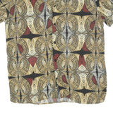 Mens Black Beige Red Cotton Blend Short Sleeve Shirt M Printed Pattern Casual