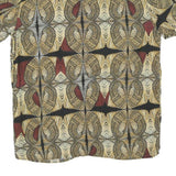 Mens Black Beige Red Cotton Blend Short Sleeve Shirt M Printed Pattern Casual