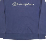 CHAMPION Mens Blue Crew Neck L Sweatshirt Cotton Blend Pullover Logo