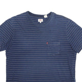 LEVI'S Mens Blue Striped T-Shirt XL Short Sleeve Crew Neck Cotton Casual