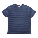 LEVI'S Mens Blue Striped T-Shirt XL Short Sleeve Crew Neck Cotton Casual
