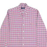 RALPH LAUREN Mens Pink & Blue Check Shirt XS Button-Down Collar Long Sleeve