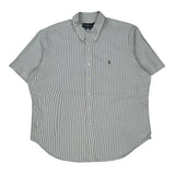 Ralph Lauren Striped Short Sleeve Shirt - 2XL Blue Cotton