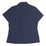 MAMMOT Womens Navy Blue Shirt Polyester Blend M Casual Button-Up Short Sleeve