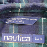 Nautica Checked Shirt - Large Green Cotton