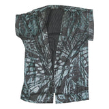 Womens Black & Green Printed Top Short Sleeve V-Neck XL Summer Casual