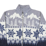 R & R SPORT Mens Blue Grey Patterned Zip Jacket L Polyester Blend Winter Style