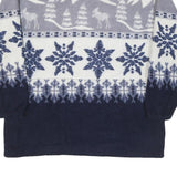 R & R SPORT Mens Blue Grey Patterned Zip Jacket L Polyester Blend Winter Style