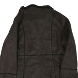 Womens Black Faux Leather Button Jacket M Faux Leather Plain Stylish Winter Wear