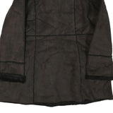 Womens Black Faux Leather Button Jacket M Faux Leather Plain Stylish Winter Wear