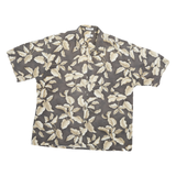 PIERRE CARDIN Mens Brown & Cream Floral Cotton Blend Shirt XL Relaxed Summer