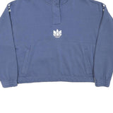 ADIDAS Womens Blue Cotton Blend Sweatshirt High Neck UK 14 Relaxed Fit 3 Stripe