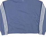 ADIDAS Womens Blue Cotton Blend Sweatshirt High Neck UK 14 Relaxed Fit 3 Stripe